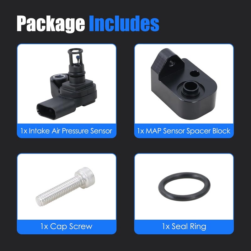 Xiaoyudou Intake Air Temperature Sensor with MAP Sensor Spacer (Black) Fit for 2017-2025 Chevy Silverado 2500HD 3500HD, GMC Sierra 2500HD 3500HD 6.6L Duramax Diesel Replaces 12681993 12707766 - Image 5